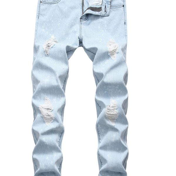 Men wear ripped light blue jeans
