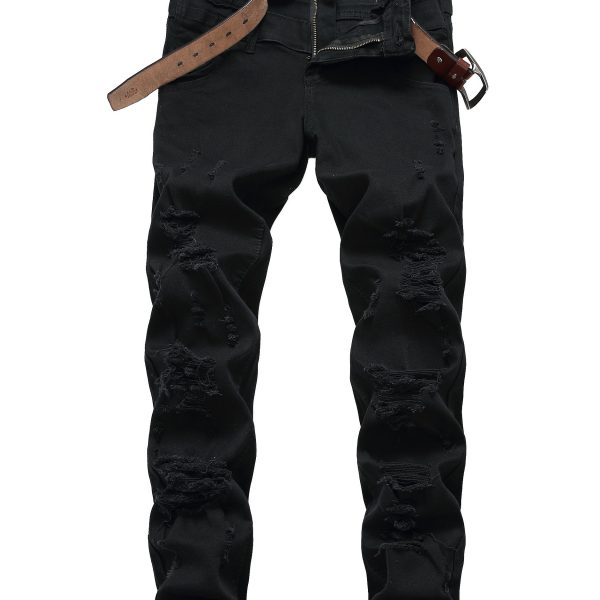 Tight Jeans with Holes Men's Slim And Tight Jeans With Holes In The Top