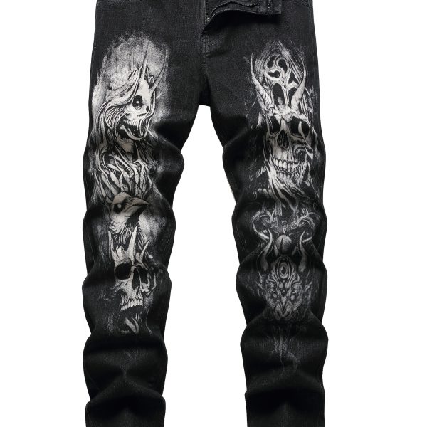 Men's Pattern Skull Print Jeans